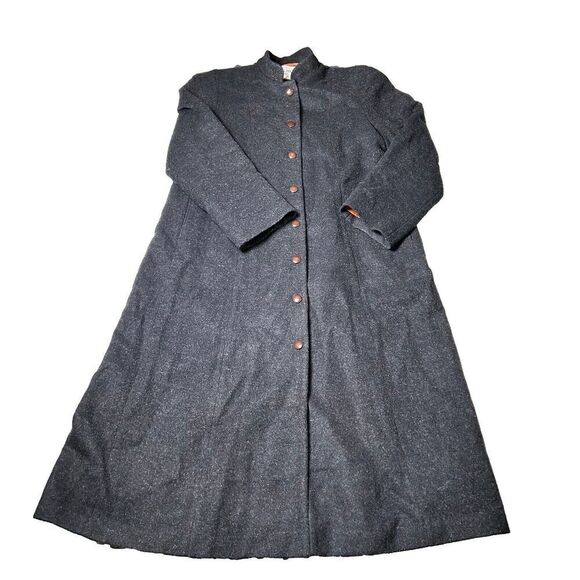 VINTAGE 80s J.G. HOOK Grey Warm Long Length Winter Retro Trench Coat Size 14 - Picture 1 of 7